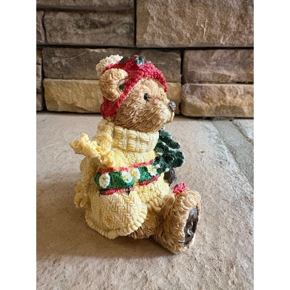 Vintage K's Collection Christmas Decoration Figurine Bear w/hat Sweater Tree